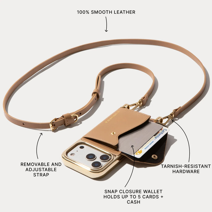 Donna Pouch Set - Tan/Chrome Gold