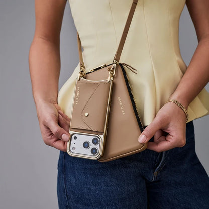 Donna Pouch Set - Tan/Chrome Gold