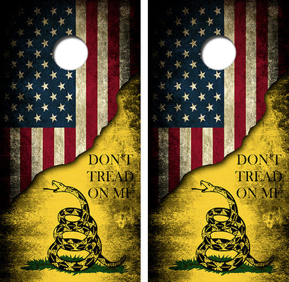 Don't Tread On Me American Flag Cornhole Design