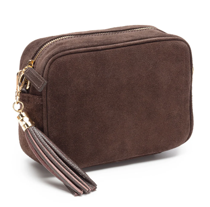 Elie Beaumont Crossbody Handbag - Suede Dark Brown