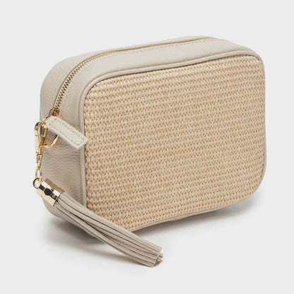 Elie Beaumont Crossbody Raffia Bag - Stone