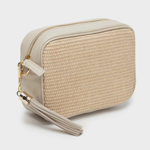 Elie Beaumont Crossbody Raffia Bag - Stone