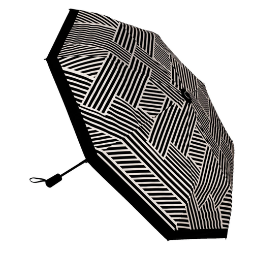 Elie Beaumont Umbrella - Black & Sand Geometric