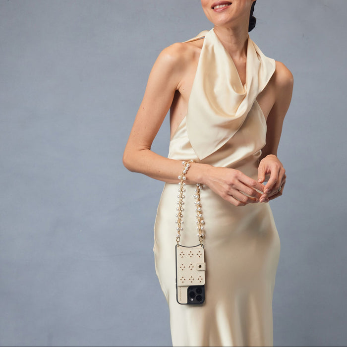 Emelia Long Wristlet - Pearl Gold/Gold