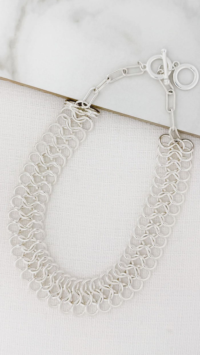 Envy Silver Short Infinity Chain T-Bar Necklace