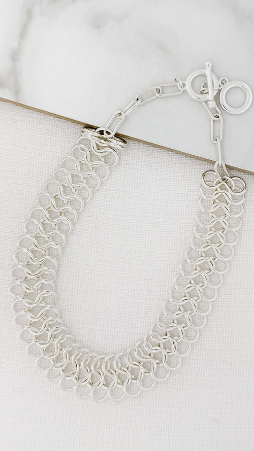 Envy Silver Short Infinity Chain T-Bar Necklace