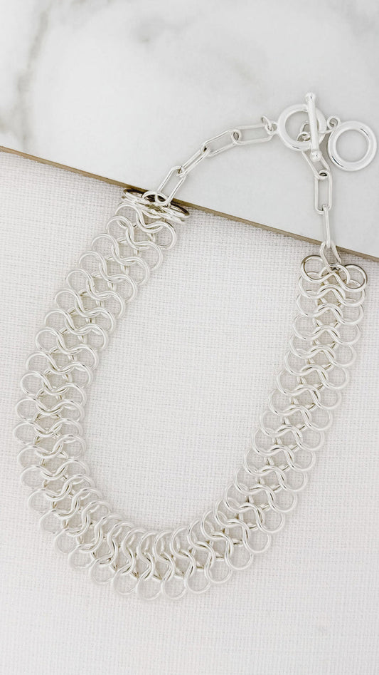 Envy Silver Short Infinity Chain T-Bar Necklace