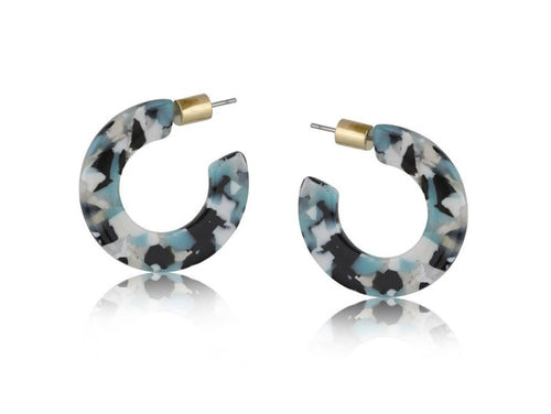 Erica Resin Hoop Earrings - Blue