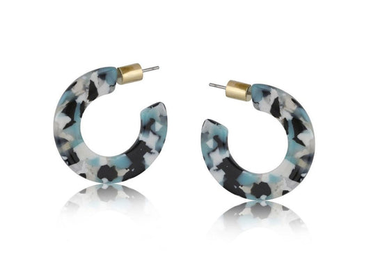 Erica Resin Hoop Earrings - Blue