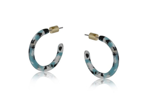 Erica Tiny Resin Hoop Earring - Blue