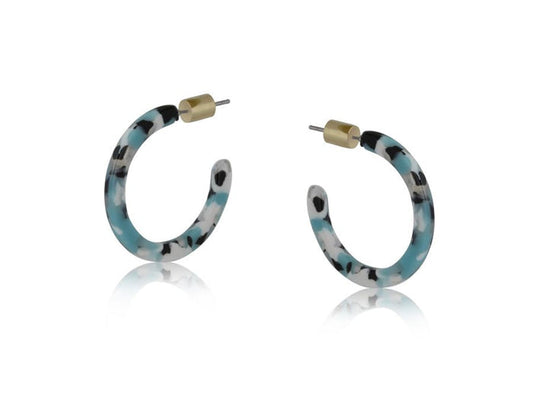 Erica Tiny Resin Hoop Earring - Blue