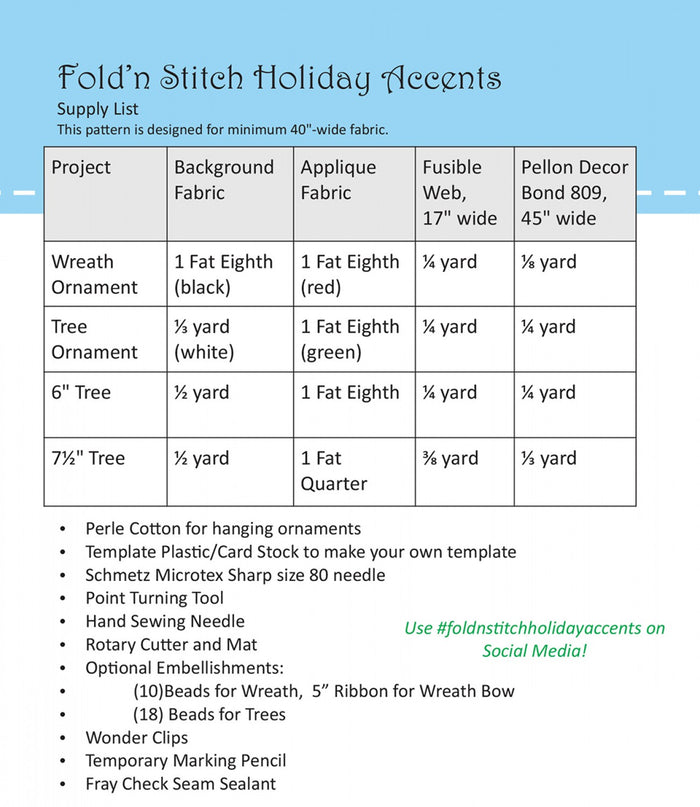 FOLD'N STITCH HOLIDAY ACCENTS