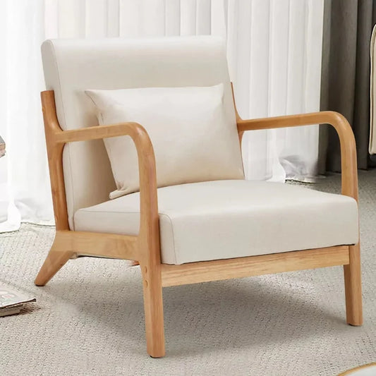 Frazer Linen Mid Century Accent Armchair Canva Home