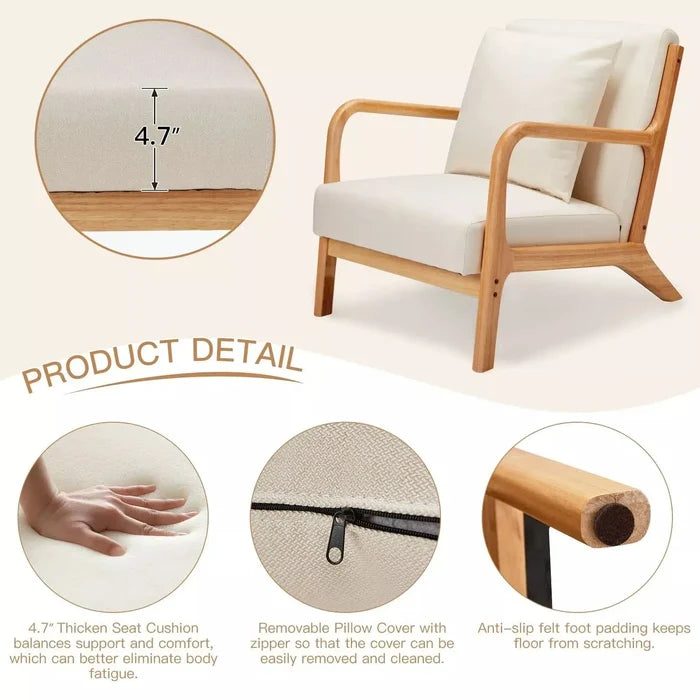 Frazer Linen Mid Century Accent Armchair Canva Home