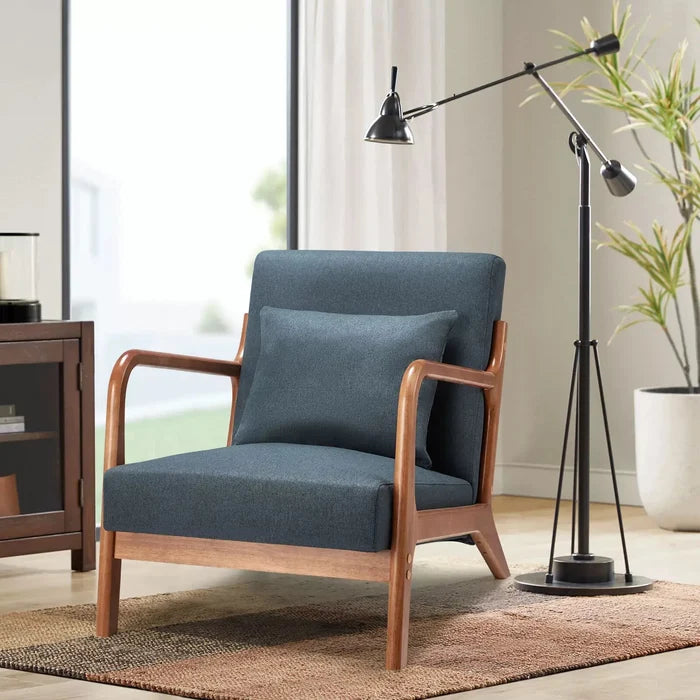 Frazer Linen Mid Century Accent Armchair Canva Home