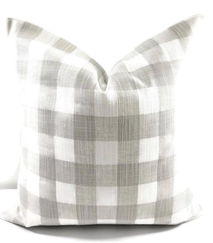 Farmhouse French Grey Buffalo Plaid Print Pillow Cover
