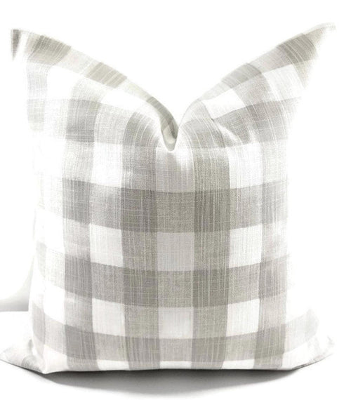 Farmhouse French Grey Buffalo Plaid Print Pillow Cover