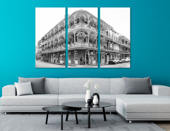 French Quarter BW Art Canvas Print #9232