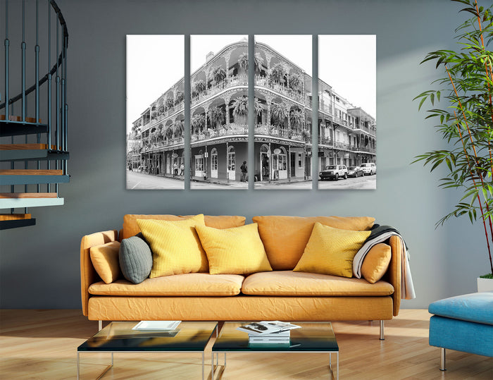 French Quarter BW Art Canvas Print #9232