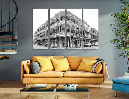 French Quarter BW Art Canvas Print #9232