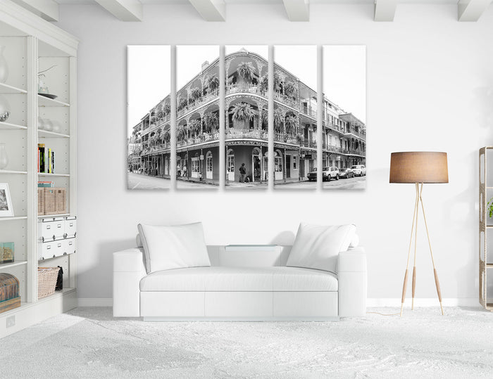 French Quarter BW Art Canvas Print #9232