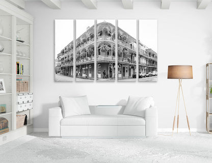 French Quarter BW Art Canvas Print #9232