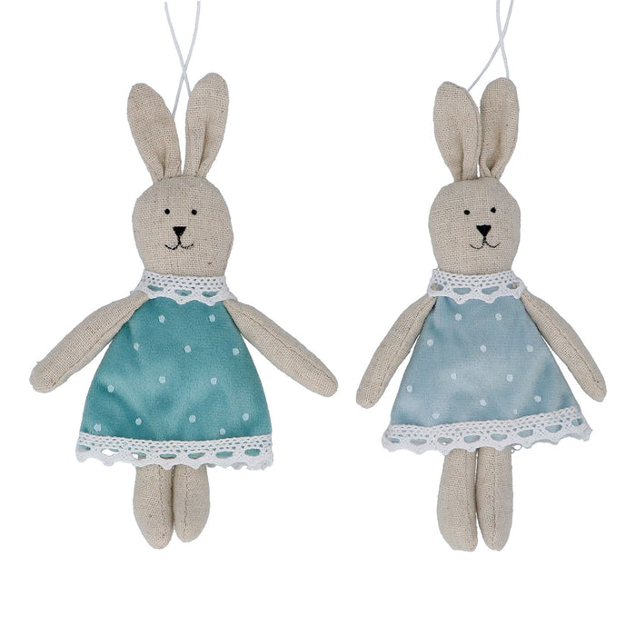 Gisela Graham Fabric Decoration - Bunny Blue Dress