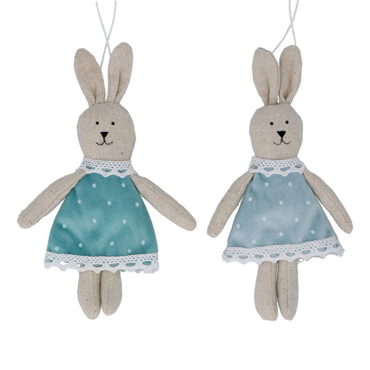 Gisela Graham Fabric Decoration - Bunny Blue Dress