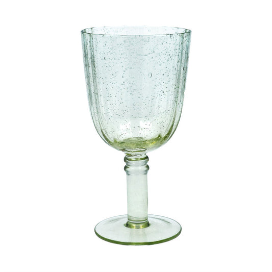 Gisela Graham Green Bubble Fluted Wine Glass