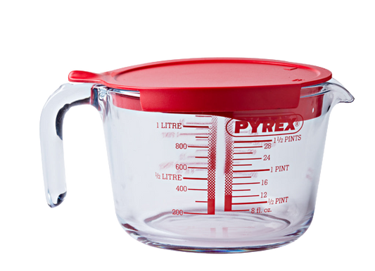 glass jug, glass measuring jug, pyrex, borosilicate glass, glass jug with lid