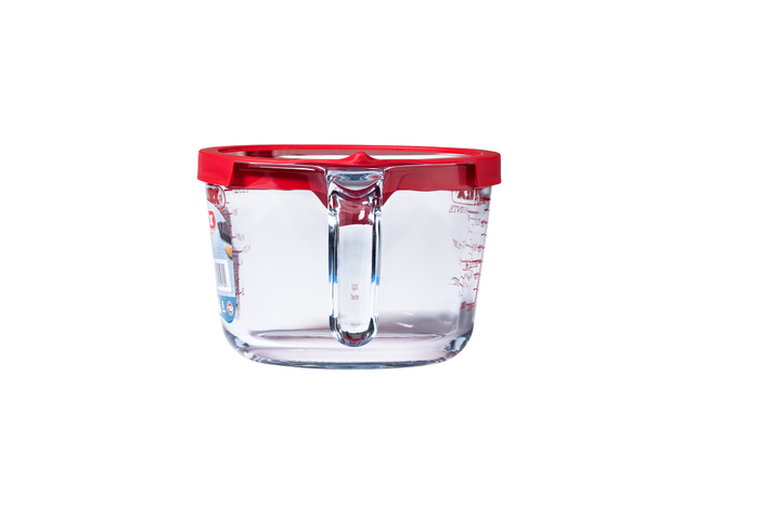 Glass measuring jug with lid 1L