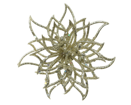 Gold Poinsettia Cut Out Clip On Flower Decoration