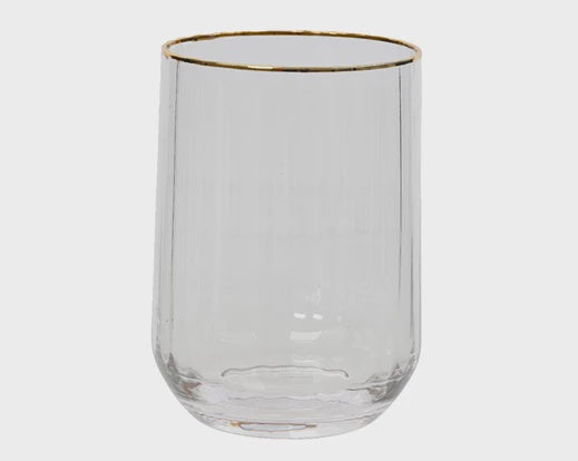 Gold Rim Ripple Water Glass
