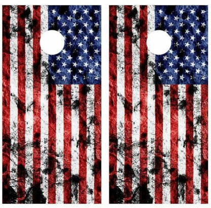 Grunge American Flag Cornhole Design