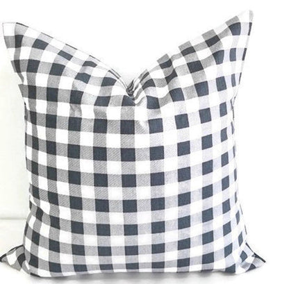 Gunmetal Grey & White Plaid Pillow cover Farmhouse Decor