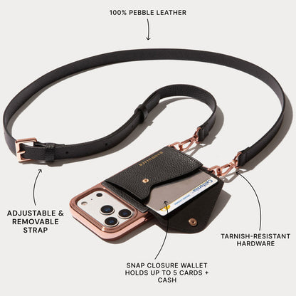 Hailey Pouch Set - Black/Chrome Rose Gold