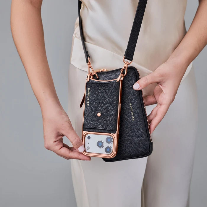 Hailey Pouch Set - Black/Chrome Rose Gold