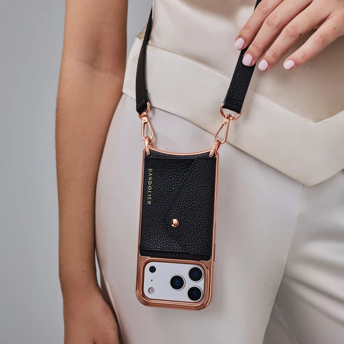 Hailey Pouch Set - Black/Chrome Rose Gold