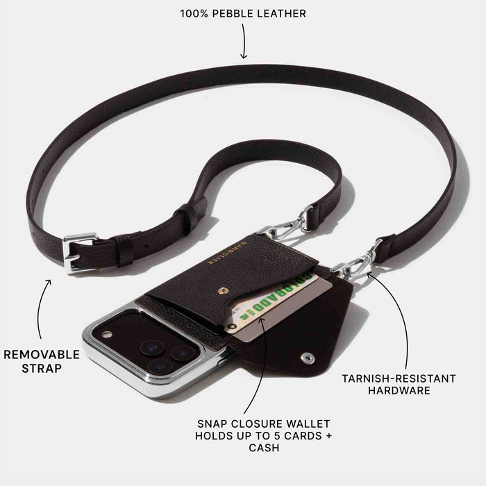 Hailey Pouch Set - Black/Chrome Silver