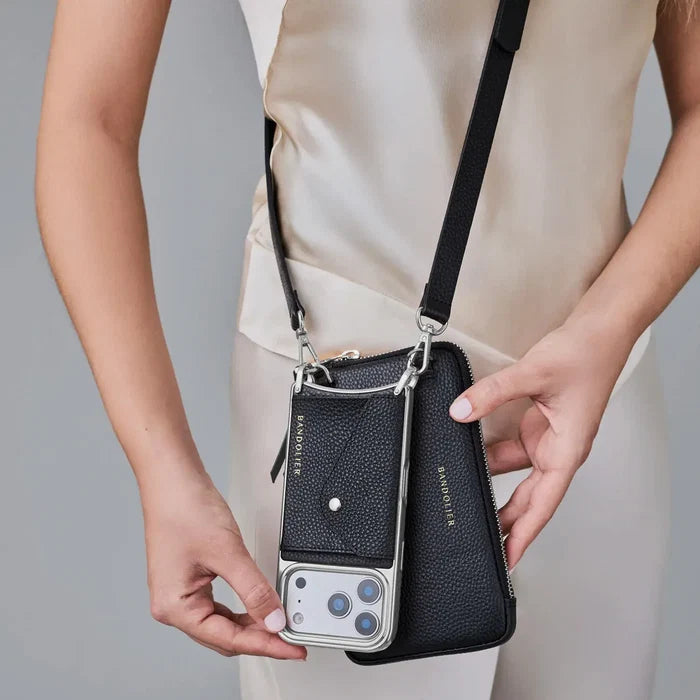 Hailey Pouch Set - Black/Chrome Silver