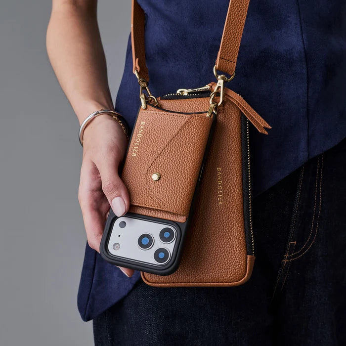 Hailey Pouch Set - Saddle Brown/Gold