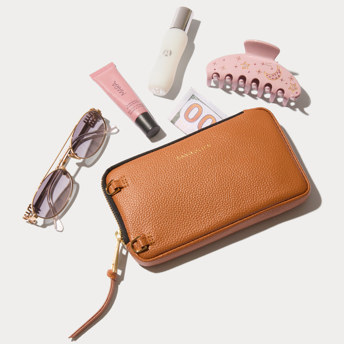 Hailey Pouch Set - Saddle Brown/Gold