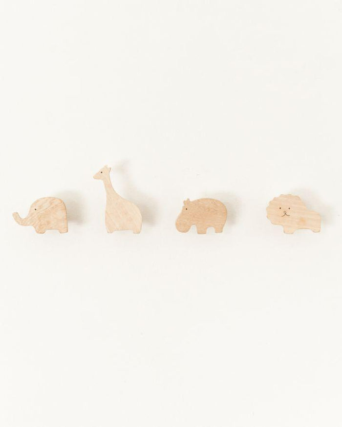 Hand Carved Animal Wall Hooks for Baby's Room, Fair Trade, Kenya