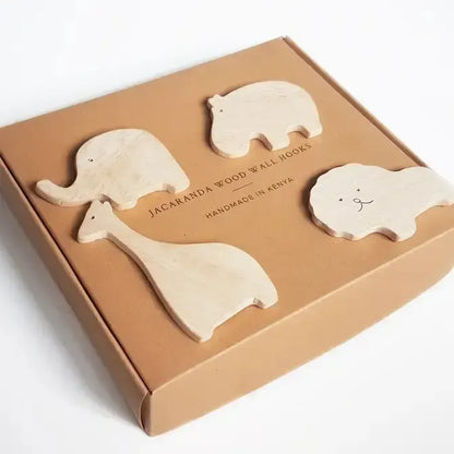 Hand Carved Animal Wall Hooks for Baby's Room, Fair Trade, Kenya