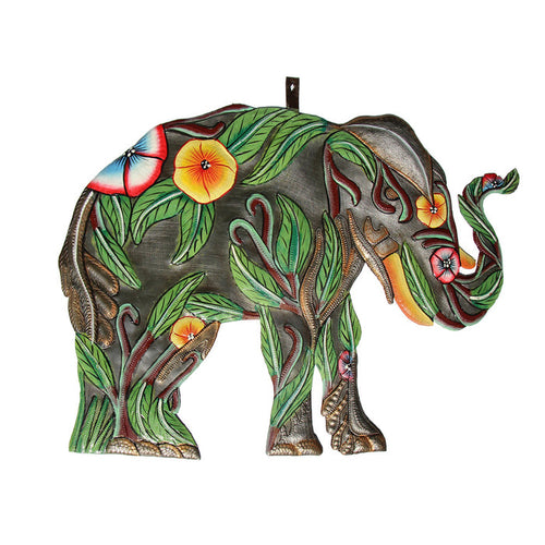 Hand Crafted Upcycled Steel Drum Elephant Wall Art, Fair Trade, Haiti