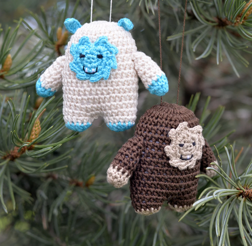 Hand Crochet set of Bigfoot and Yeti Ornaments, Fair Trade from Armenia
