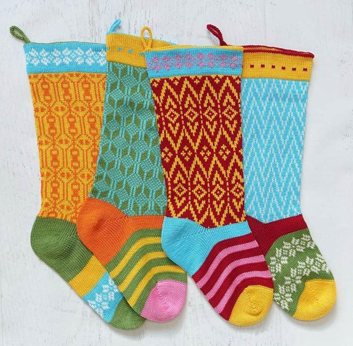 Hand Knit Colorful Christmas Stocking, Fair Trade, Armenia