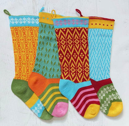 Hand Knit Colorful Christmas Stocking, Fair Trade, Armenia