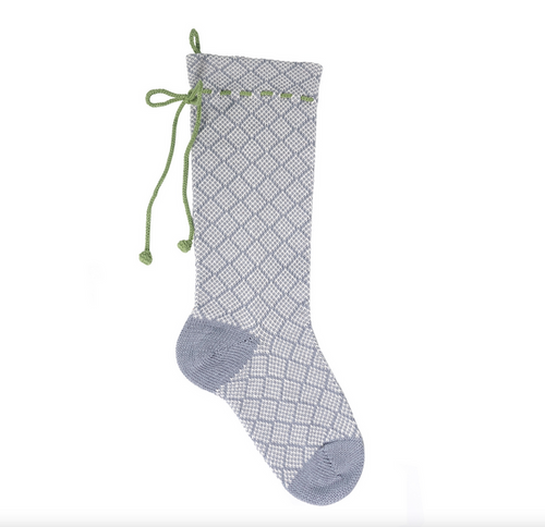 Hand Knit Grey Pattern Christmas Stocking, Fair Trade, Armenia
