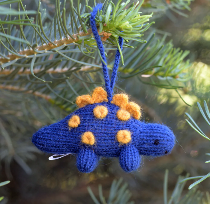 Hand-Knit set of 4 Dinosaur Ornaments, Fair Trade from Peru